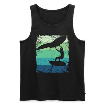 Flügelfolie Wingsurfing Retro-folie Flügel - Männer Premium Bio Tank Top - Schwarz - Vorne - AI Model Male 178 light (178cm)