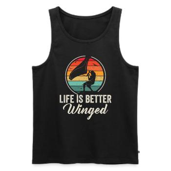 Life Is Better Winged Wing Foil Wings - Men's Premium Organic Tank Top - black - Front - AI Model Male 178 light (178cm)