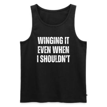 Winging it même quand je ne devrais pas faire du wingsurf - Débardeur bio Premium Homme - noir - Devant - Michal (187cm)