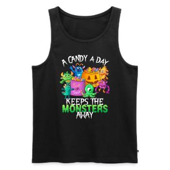 One Candy A Day Monster Funny Halloween - Men's Premium Organic Tank Top - black - Front - Michal (187cm)