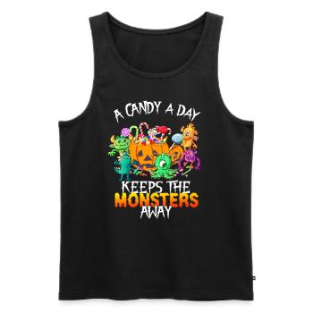 One Candy A Day Monster Funny Halloween - Men's Premium Organic Tank Top - black - Front - Michal (187cm)