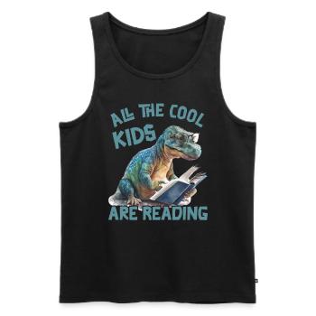 Alle Coolen Kids Lesen DInosaurier - Männer Premium Bio Tank Top - Schwarz - Vorne - AI Model Male 178 light (178cm)