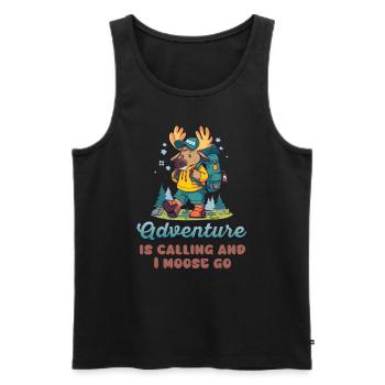 Adventure Is Calling Kids Cute Moose - Men's Premium Organic Tank Top - black - Front - AI Model Male 178 light (178cm)