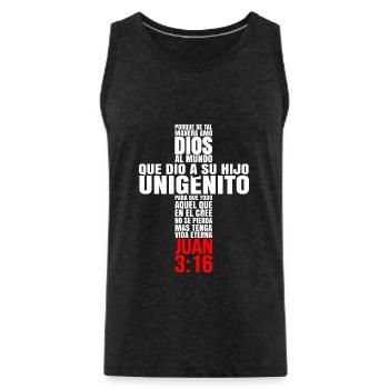 Porque de tal manera amo Dios al Mundo - Men's Premium Organic Tank Top - charcoal grey - Front - Alexander (188cm)