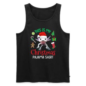 This is my Christmas Pajama Shirt Axolotl Santa - Men's Premium Organic Tank Top - black - Front - Michal (187cm)