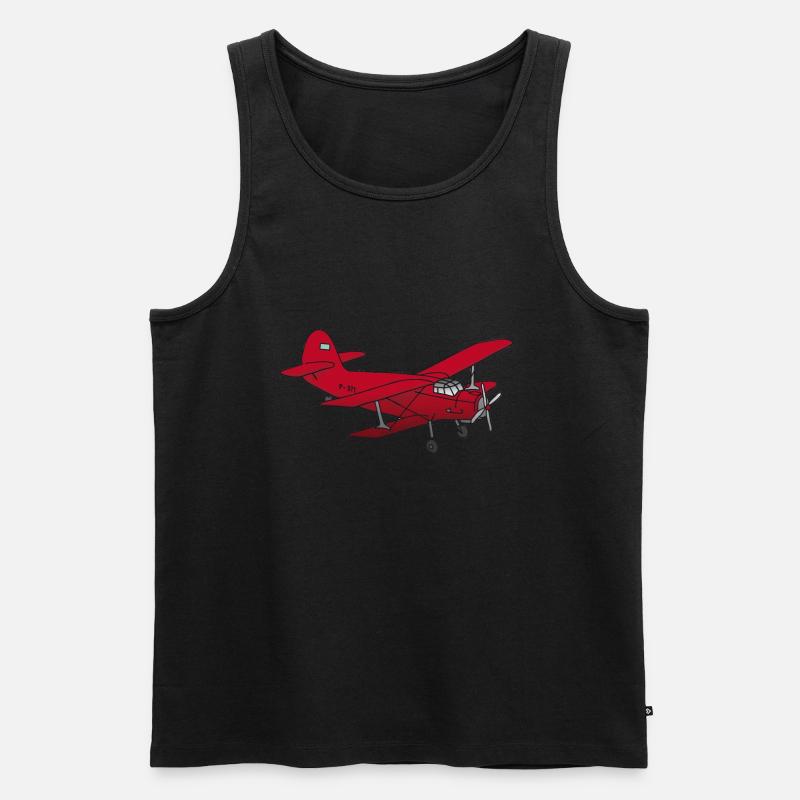 Doppeldecker Flieger rot - Männer Premium Bio Tank Top - Schwarz
