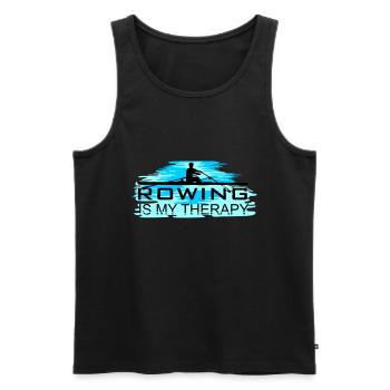 Rudern ist meine Therapie, Rudern, Ruderer - Männer Premium Bio Tank Top - Schwarz - Vorne - AI Model Male 178 light (178cm)