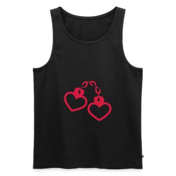 Handschelle Herz - Männer Premium Bio Tank Top - Schwarz - Vorne - AI Model Male 178 light (178cm)
