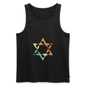 Davidstern - Männer Premium Bio Tank Top - Schwarz - Vorne - AI Model Male 178 light (178cm)