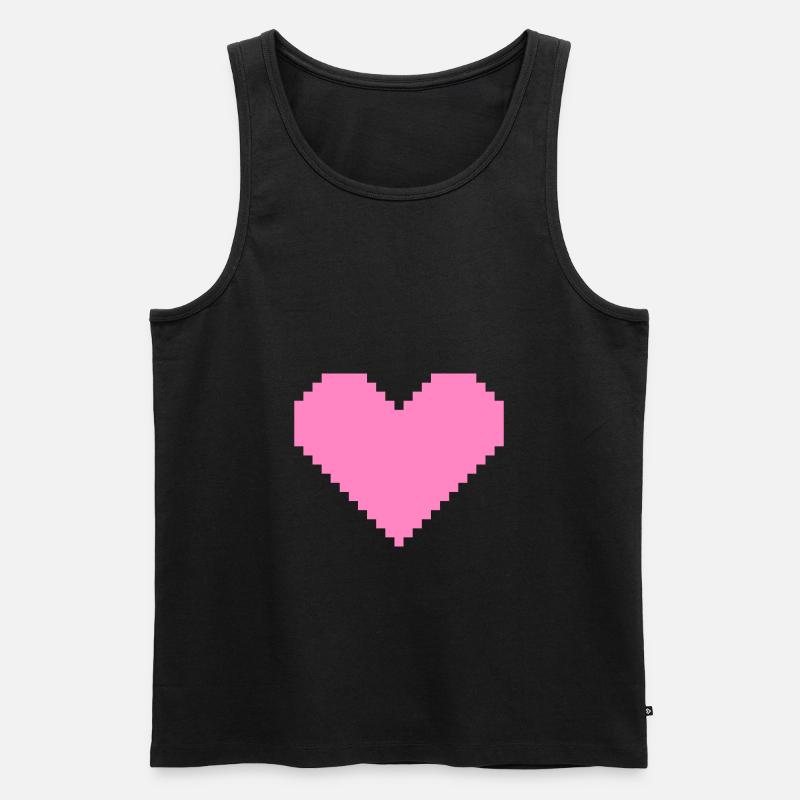 Herz Pixel Rosa - Männer Premium Bio Tank Top - Schwarz