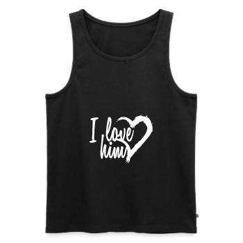 J’aime le cœur - Débardeur bio Premium Homme - noir - Devant - Michal (187cm)