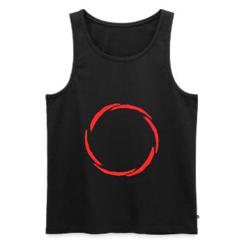 Cercle icône nouvelle variante rouge - Débardeur bio Premium Homme - noir - Devant - Michal (187cm)