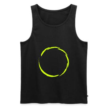 Circle symbol yellow - Men's Premium Organic Tank Top - black - Front - AI Model Male 178 light (178cm)