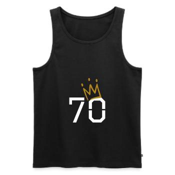 70th Birthday - Men's Premium Organic Tank Top - black - Front - AI Model Male 178 light (178cm)