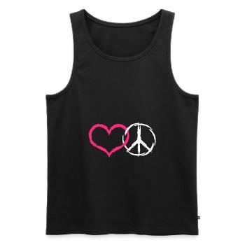 Coeur et paix symbole paix - Débardeur bio Premium Homme - noir - Devant - AI Model Male 178 light (178cm)
