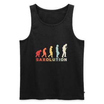 Sax Saxophon Vintage Evolution Jazz Musik Geschenk - Männer Premium Bio Tank Top - Schwarz - Vorne - AI Model Male 178 light (178cm)