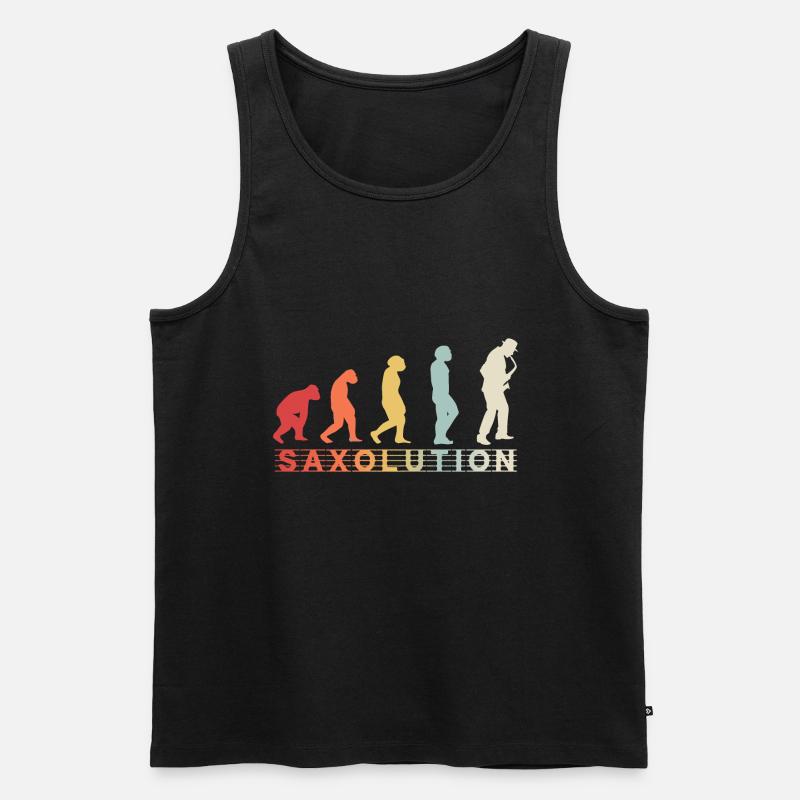 Sax Saxophon Vintage Evolution Jazz Musik Geschenk - Männer Premium Bio Tank Top - Schwarz
