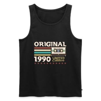 Cassette 35ème anniversaire Février 1990 Vintage 90's - Débardeur bio Premium Homme - noir - Devant - Michal (187cm)