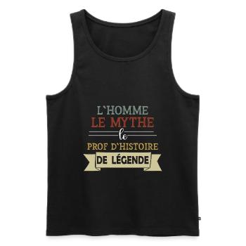 Prof - Histoire - Cadeau - Ecole - Homme - Mythe - Débardeur bio Premium Homme - noir - Devant - Michal (187cm)