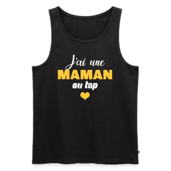 J'ai une maman au top - Débardeur bio Premium Homme - noir - Devant - Michal (187cm)