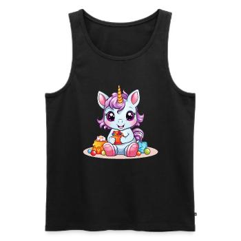EINHORN SÜßIGKEITEN - Männer Premium Bio Tank Top - Schwarz - Vorne - Michal (187cm)