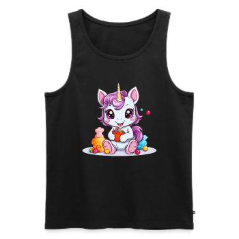 EINHORN SÜßIGKEITEN - Männer Premium Bio Tank Top - Schwarz - Vorne - Michal (187cm)