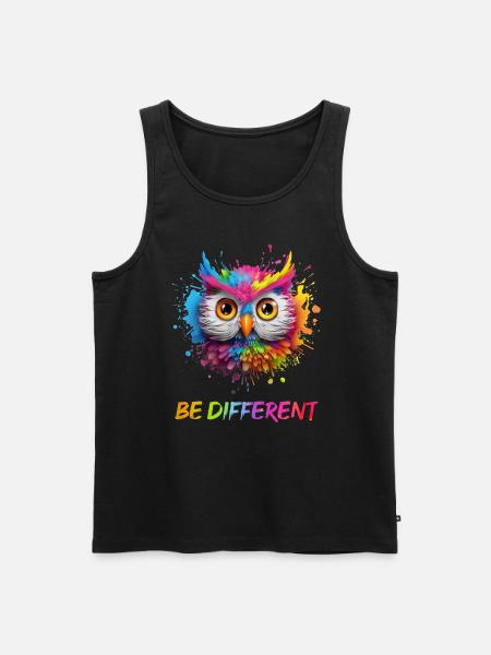 LUSTIGE BUNTE EULE - Männer Premium Bio Tank Top - Schwarz