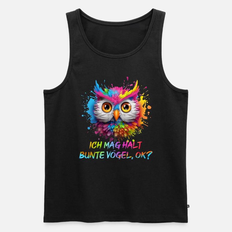 LUSTIGE BUNTE EULE - Männer Premium Bio Tank Top - Schwarz