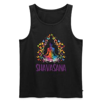 YOGA KLEIDUNG UND MEDITATION - Männer Premium Bio Tank Top - Schwarz - Vorne - Michal (187cm)