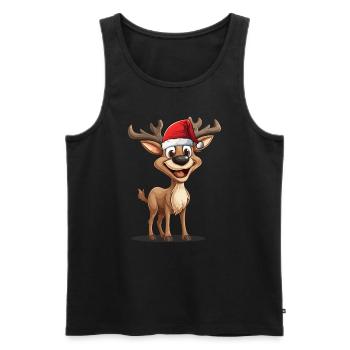 WEIHNACHTSOUTFIT FAMILIE RENTIER GRAFIK - Männer Premium Bio Tank Top - Schwarz - Vorne - Michal (187cm)