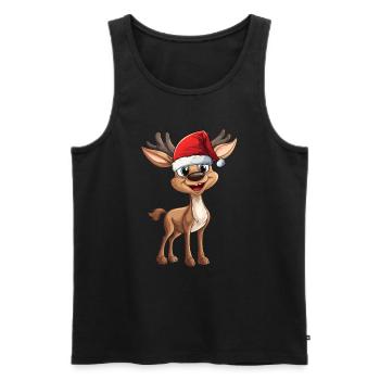 WEIHNACHTSOUTFIT FAMILIE RENTIER GRAFIK - Männer Premium Bio Tank Top - Schwarz - Vorne - Michal (187cm)