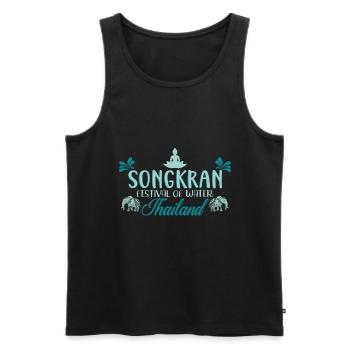 SongKran Festival of Water Thailand - Men's Premium Organic Tank Top - black - Front - AI Model Male 178 light (178cm)