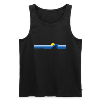 Slava Ukrajini Blue Yellow Sea Sun Wave Peace - Men's Premium Organic Tank Top - black - Front - Michal (187cm)