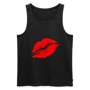 Lèvres rouges sexy. Embrasse-moi sexy. - Débardeur bio Premium Homme - noir - Devant - AI Model Male 178 light (178cm)