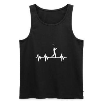 Golf Golfer Heartbeat Heartbeat Pulse - Men's Premium Organic Tank Top - black - Front - Michal (187cm)