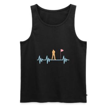 Golf Herzschlag Golfen - Männer Premium Bio Tank Top - Schwarz - Vorne - AI Model Male 178 light (178cm)