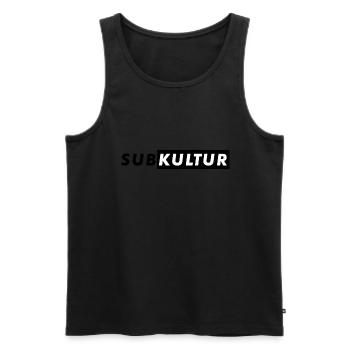 SUBKULTUR S/W - Männer Premium Bio Tank Top - Schwarz - Vorne - Michal (187cm)