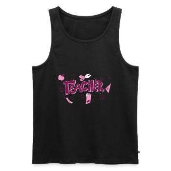 Journée des enseignants hippies drôles de retour à l’école - Débardeur bio Premium Homme - noir - Devant - AI Model Male 178 light (178cm)