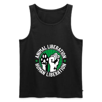Libération animale - Libération humaine - Débardeur bio Premium Homme - noir - Devant - AI Model Male 178 light (178cm)