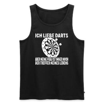 Ich Liebe Darts Aber Meine Frau Ist Der Treffer - Männer Premium Bio Tank Top - Schwarz - Vorne - Michal (187cm)