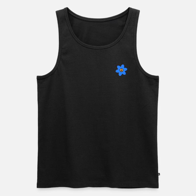 Blume mit Friedenszeichen - Männer Premium Bio Tank Top - Schwarz