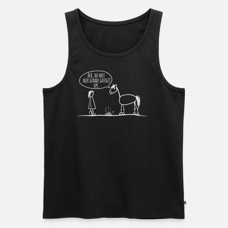 Pferd Reiter Spruch lustig - Männer Premium Bio Tank Top - Schwarz