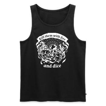 Feu et dés - Chemise de jeu de rôle - Débardeur bio Premium Homme - noir - Devant - Michal (187cm)