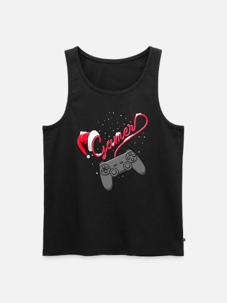 Gamer kerst controller - Mannen Premium Bio Tanktop - zwart