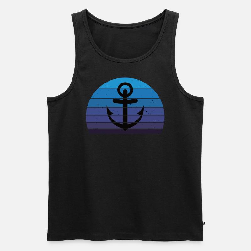 Retro Anker - Männer Premium Bio Tank Top - Schwarz