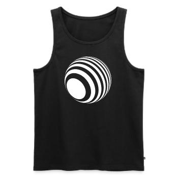 3D-Ball mit weißen Streifen - Männer Premium Bio Tank Top - Schwarz - Vorne - AI Model Male 178 light (178cm)