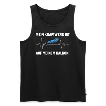 Mein Kraftwerk ist auf meinem Balkon - Männer Premium Bio Tank Top - Schwarz - Vorne - AI Model Male 178 light (178cm)