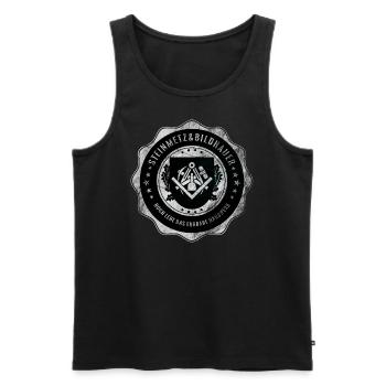 Steinmetz, Bildhauer, Handwerk, Zunftwappen - Männer Premium Bio Tank Top - Schwarz - Vorne - AI Model Male 178 light (178cm)