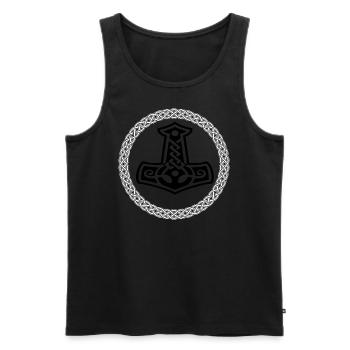 Mjölnir, Thors Hammer - Männer Premium Bio Tank Top - Schwarz - Vorne - AI Model Male 178 light (178cm)