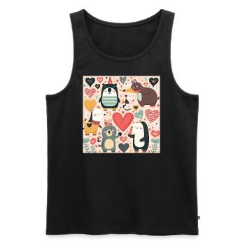 Cartoon Love - Men's Premium Organic Tank Top - black - Front - AI Model Male 178 light (178cm)